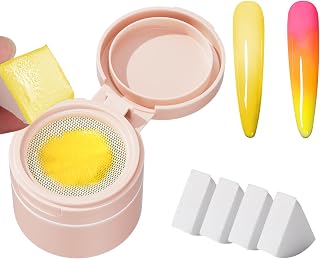 Cushion Gradient Painting Gel, Yellow Ombre Nails Patting Gel Polish with 4 Big Nail Sponges, Full Coverage Precise Dip Control Matte Effect Soak Off UV LED Gel for DIY Nail Art Home & Salon Use​
