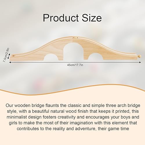 Miniatura 2 de Puente de tren de madera, accesorios de pista de tren de madera, expansión de pista de tren de madera maciza, tres agujeros, tren de tren, juguete