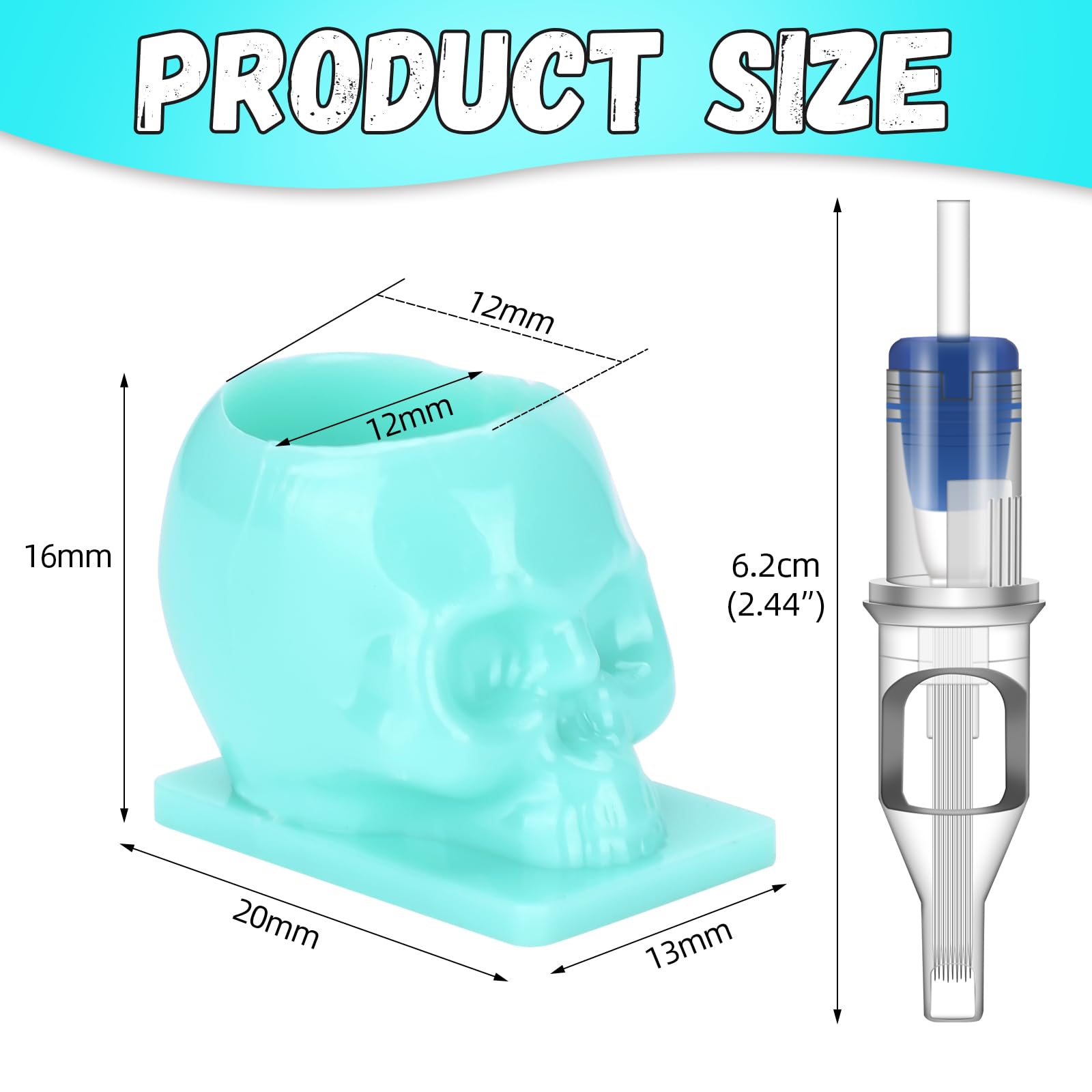 ATOMUS 20pcs Tattoo Cartridge Needles 5pcs 1007RS 9RS 7M1 9M1 Tattoo Needles for Tattoo Gun Pen Shader Pattern with 20pcs Disposable Skull Ink Cups for Pen Rotary Machine Tattoo Supplies - Image 3