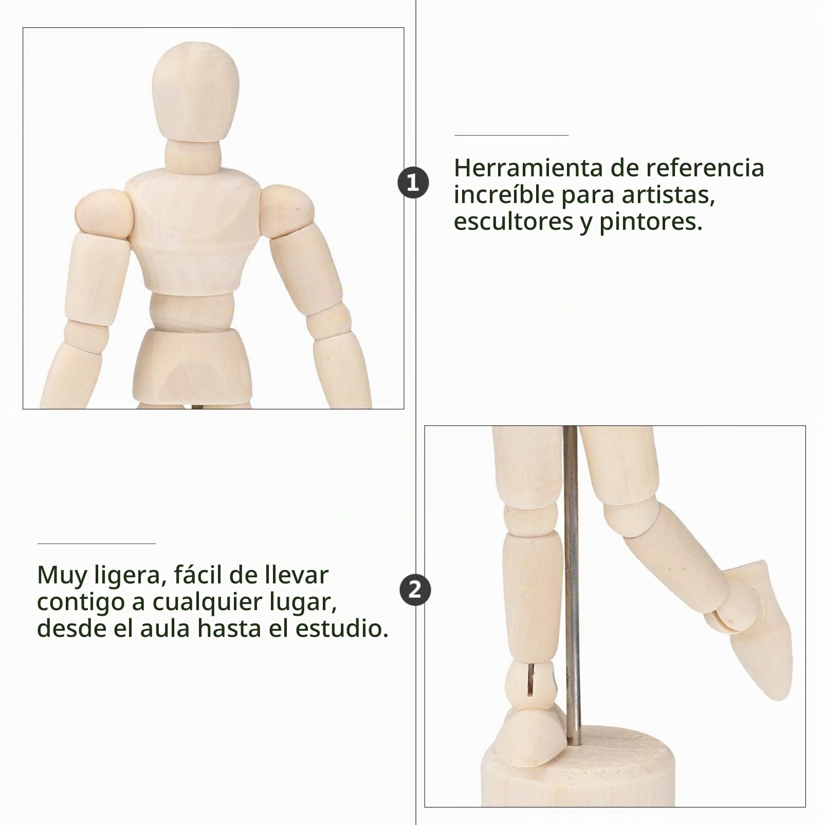 DOITOOL Maniquí de eslabones: 12 maniquíes de madera dibujo cuerpo masculino maniquíes modelo maniquí para artista maniquí móvil humano hogar madera marioneta