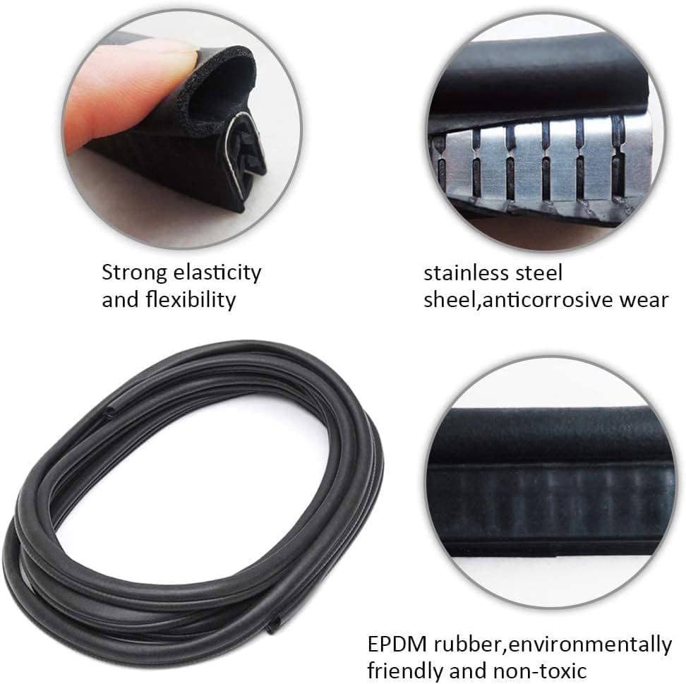 Image of Automotive Door Rubber Seal Strip Trim Seal with Side Bulb for Cars,Trucks, Boats, RVs and Home Applications, Car Door Weather Striping (40Ft)