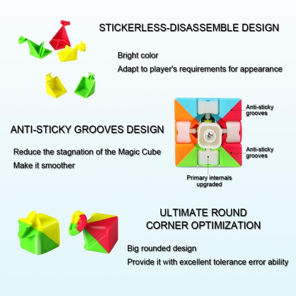 EACHHAHA Cubo magico, cubo di velocità 3x3x3, professionale liscio e ad alta tolleranza ai guasti,Adatto per allenamenti di competizione e regali di compleanno di tutte le età (niente adesivi)