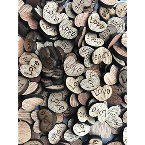 NIGHT-GRING 200pcs Rustic Wooden Love Heart Wedding Table Scatter Decoration Crafts Children's DIY Manual Patch Cover