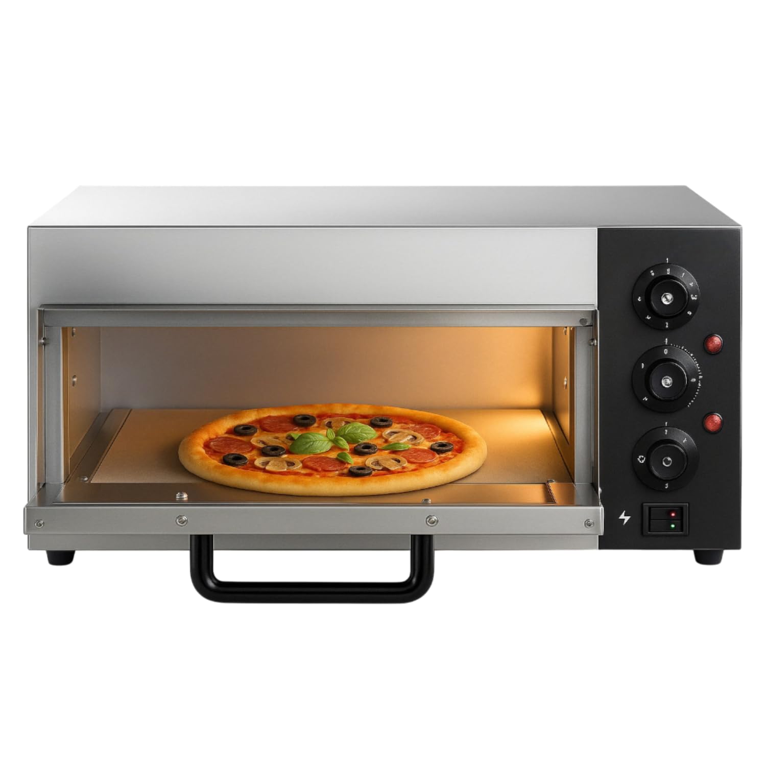Four à Pizza Électrique Compact Ø40 cm - 2000W - Pierre Réfractaire - Température 350°C - Inox