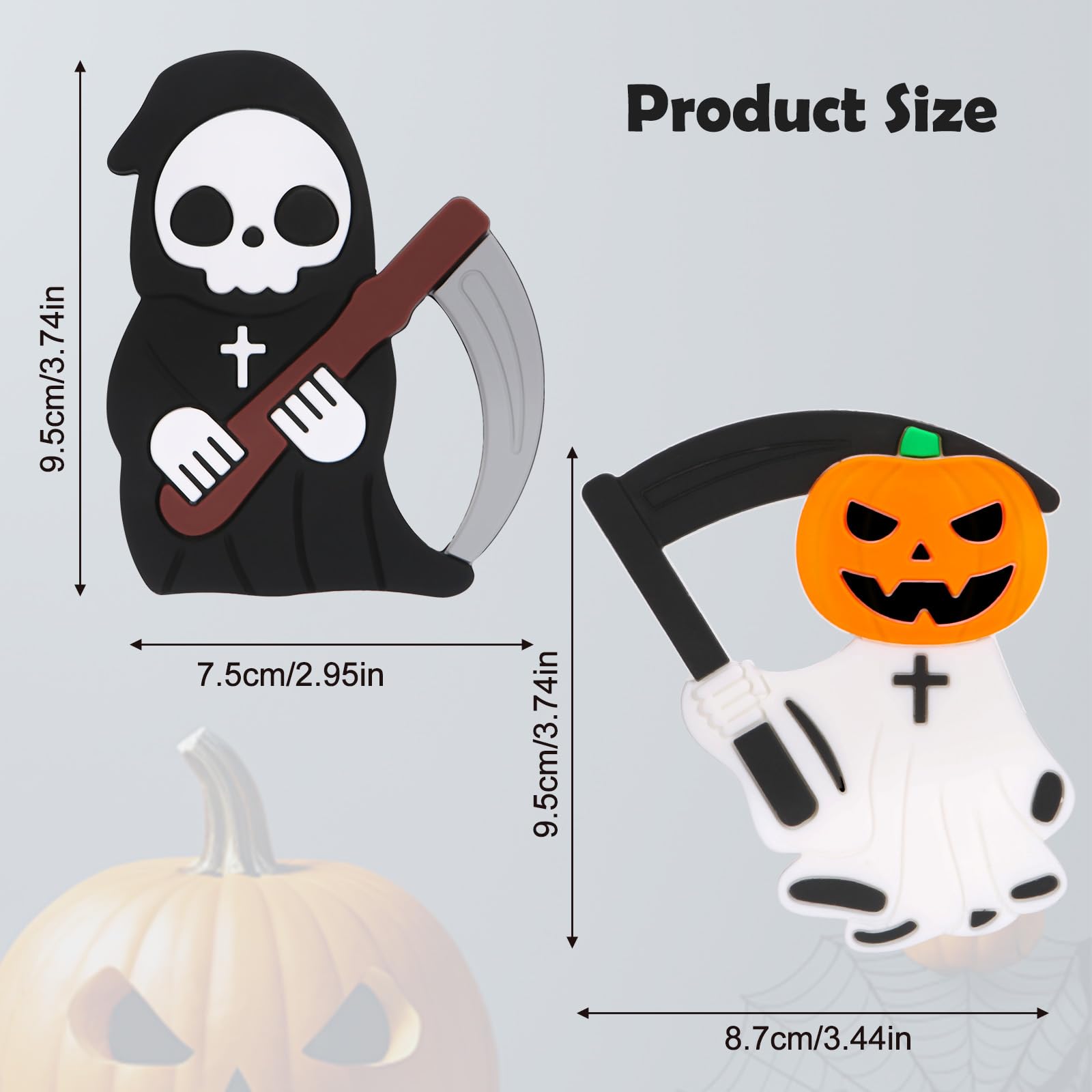 Halloween Baby Teething Toys 2Pack–Pumpkin Ghost & Grim Reaper Silicone Teethers for Newborns, Infants & Toddlers–Sensory Chew Toys for Teething Relief–Perfect Baby’s First Halloween Basket Stuffers