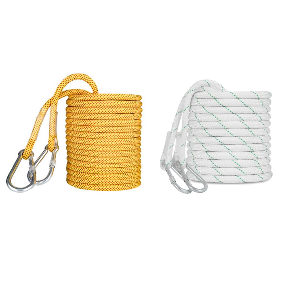 Corde de sécurité, Corde de Travail en Hauteur de 20 mètres de Longueur, Rappel Blanc avec 18 mm de diamètre et 28 KN de Traction (avec Verrouillage à Crochet de 15 KN)