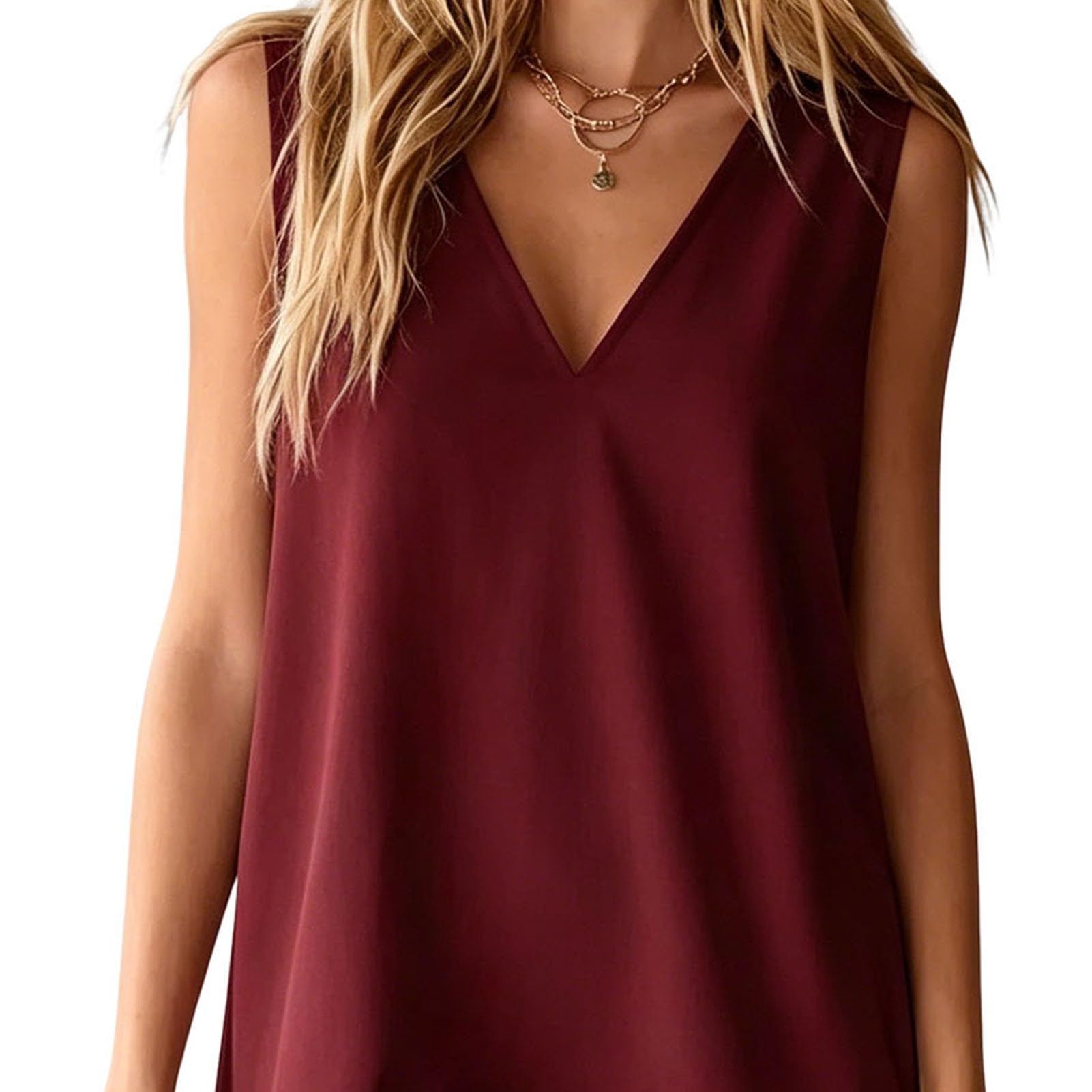 Mini robe d'été sans manches à col en V pour femme, robe d'été décontractée à volants, robe d'été légère pour les vacances, l'extérieur et le quotidien décontracté