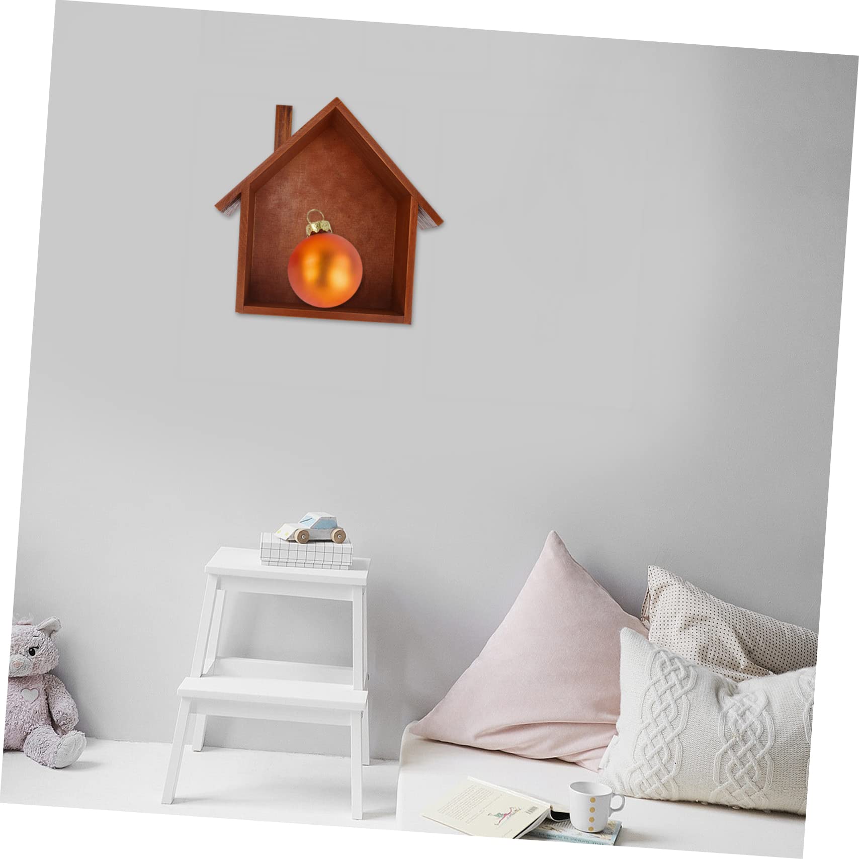 Levemolo 1pc House Rack Home Goods Home Decor House Floating Shelf Practical Wall Decor Hanging Wall Shelf Stand Kids Kickstand Decorative Storage Shelf Wood Cute Child Bracket - Image 4