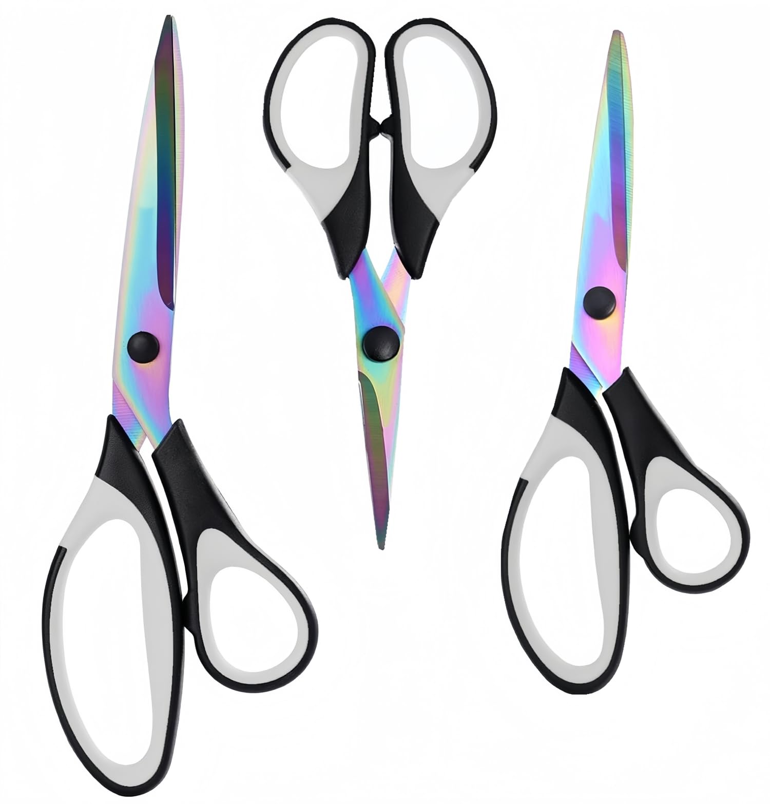 Craft Scissors All Purpose Heavy Duty,Black White,3 Pack | Sharp Blades, Comfort Grip, fo…