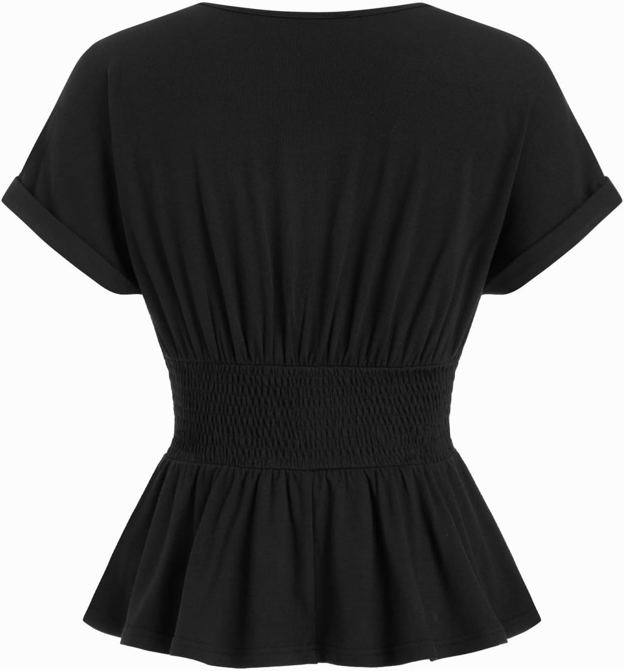 CIDER Womens Business Casual Tops Ruffle Deep V Neck Dressy Short Sleeves Wrap Top Ruched Summer Trendy Outfit - Image 2