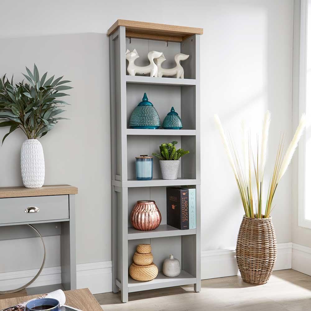 Home Source Avon 5 Shelves Tall Bookcase Storage Unit 36mm Thick Top Grey from B&Q