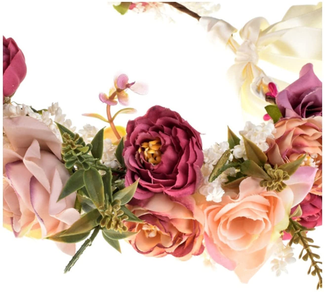 Fiore Corona Ghirlanda Capelli Corona Floreale Sposa Fascia Matrimonio Donne Ragazze Accessori for Capelli tiarate Testa