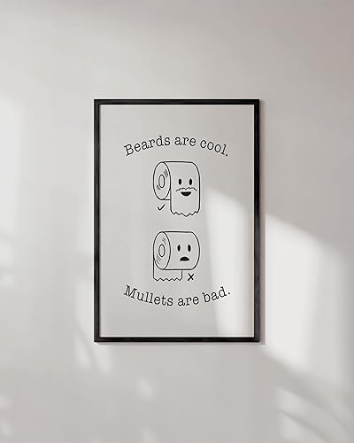 Miniatura 63 de HAUS AND HUES Decoración Divertida de Baño – Arte de Pared de Barba y Mullet, Letrero Humorístico de Baño, Impresión de Pared Divertida para Baño o