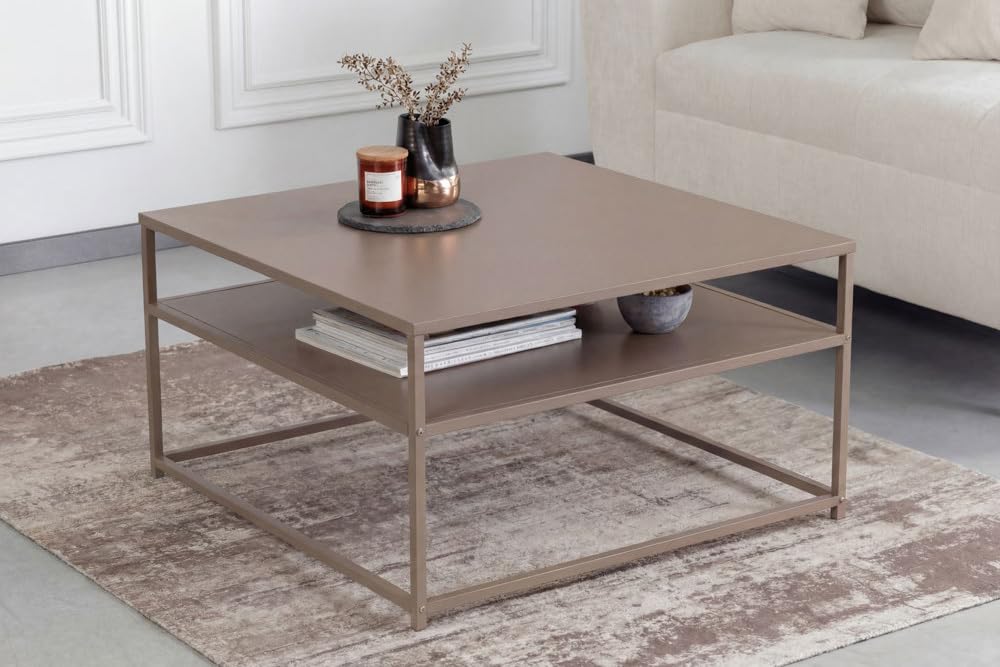 Riess Ambiente Couchtisch DURA Steel 70cm - Greige - Metall | Stauraum, als Beistelltisch nutzbar, langlebig, flexibel kombinierbar, 20 kg Belastbarkeit, Ablagefläche