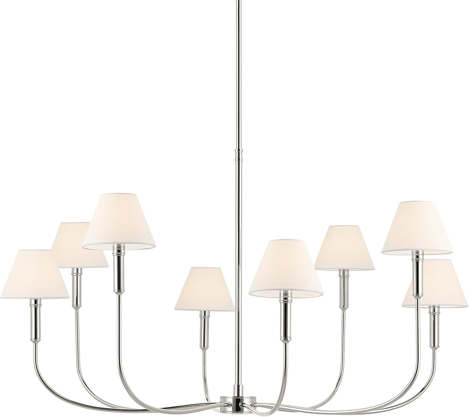 Kichler Eadie 8-Light Chandelier, Updated Traditional Light in Polished Nickel, Sloped Ceiling Compatible, for Foyer or Dining Room (23.25" x 6" x 51.5"), 52769PN