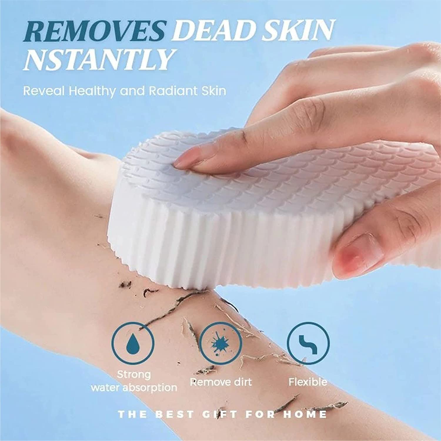 Ultra Soft Bath Body Shower Sponge,Super Morbida spugna esfoliante per il bagno, spugna esfoliante ultra morbida, per donne, uomini, bambini, grigio, 14 x 7 cm