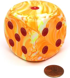 Sunburst Festive Die with Red Pips D6 50mm (1.97in) Pack of 1 Chessex