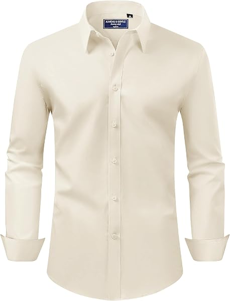 Alimens & Gentle Men's Dress Shirt Regular Fit Stretch Stain Shield Long…