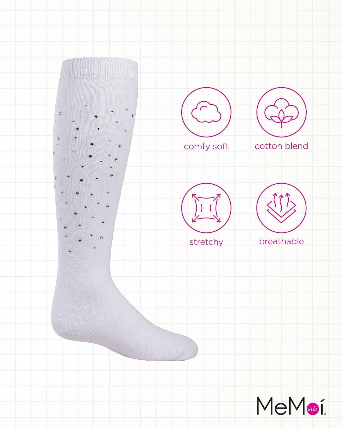 MeMoi Jazzy Jeweled Girls Cotton Blend Knee Socks