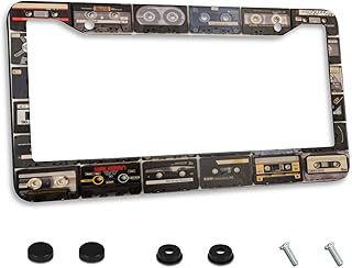 Vintage Cassette Music Tape License Plate Frame Stainless Steel Car Accessories Personalized License Plate Fits Standard U.S. Vehicles Size: 12.2 x 6 Inches for Men Women
