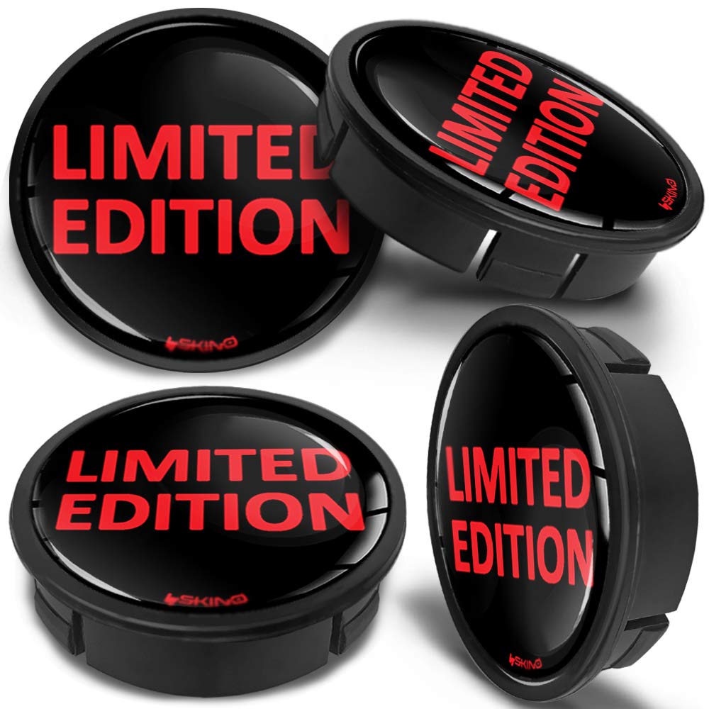 4x 60mm - 56mm Universal Black Skull Car Rims Alloy