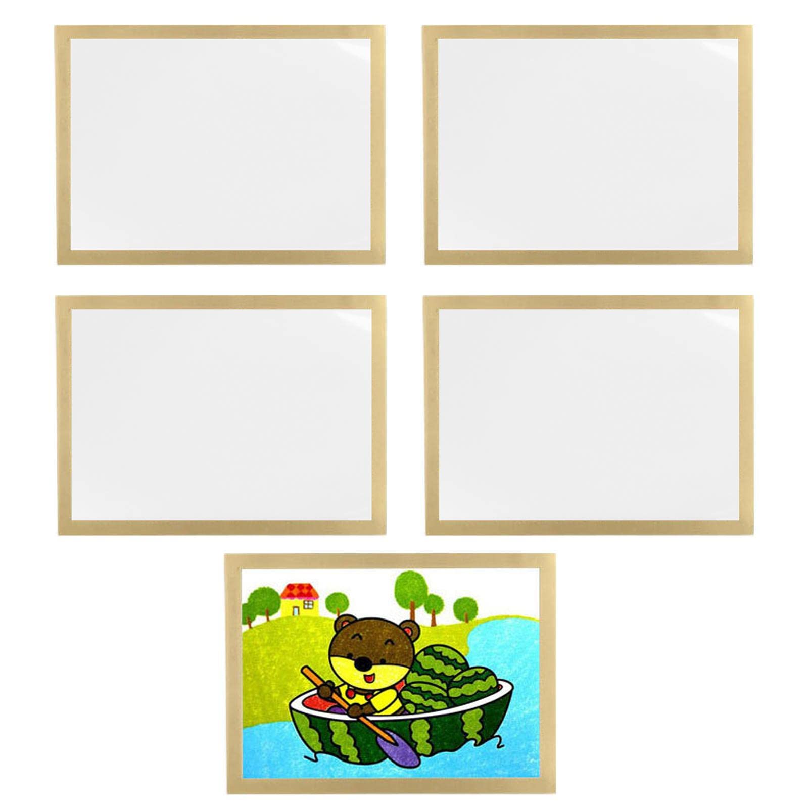Magnetic Photo Holder, 5 Pieces Adhesive Magnetic Picture Holder, Document Sign Paper Holder, Poster Picture Photo Certificate Frame, Kids Children Artwork Holder Frame for Wall, Fridge, Door Display