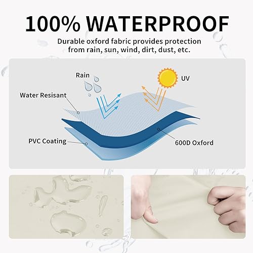 Miniatura 17 de Easy-Going Funda impermeable para sofá de exterior, funda resistente para sofá de patio de 3 plazas, resistente al viento, funda para muebles