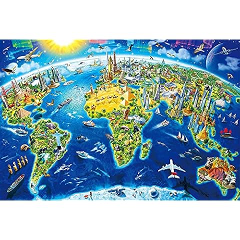 Jigsaw Puzzles for Adults 1000 Pieces, Upgraded Version 27.56 x 19.7 Inch World Landmarks Educational Games Brain Challenge Puzzles for Adult Kids Cover