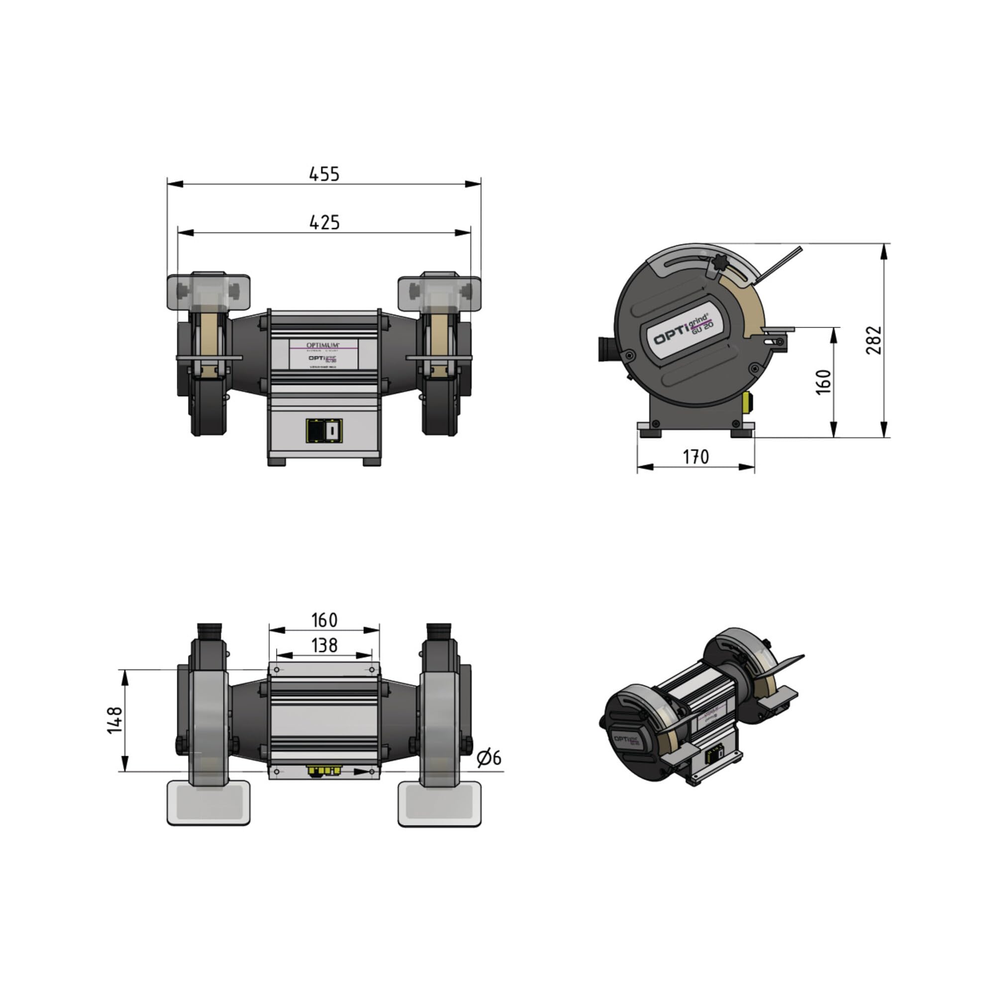 Optimum GU 20 (230 V) - Touret à meuler