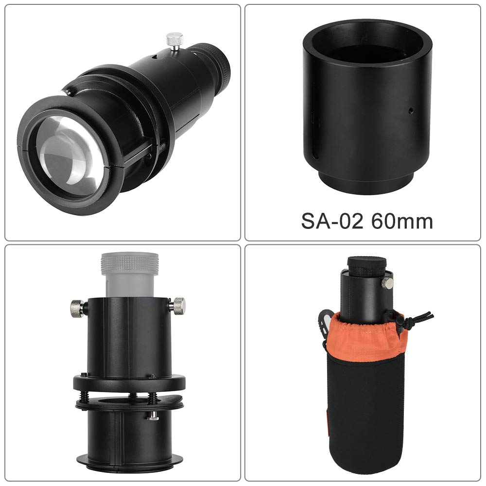 GODOX S30 Attachment +SA-02 Obiettivo 60mm per GODOX S30 LED Video Luce Registrazione Video Fotografia Ripresa Esterna (SA-02)