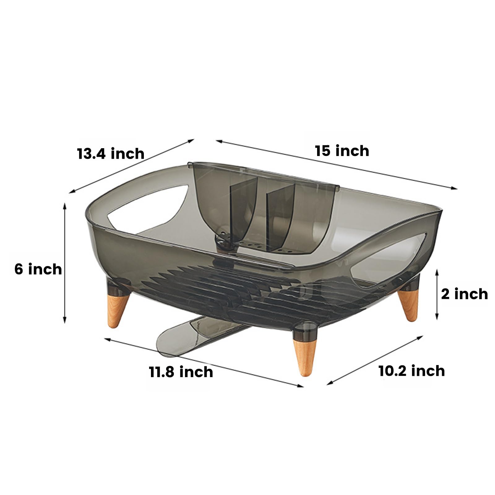 Escurridor de platos para encimera de cocina, escurridor de platos con juego de escurridor y soporte para utensilios, escurridor de platos de secado de fregadero (negro)