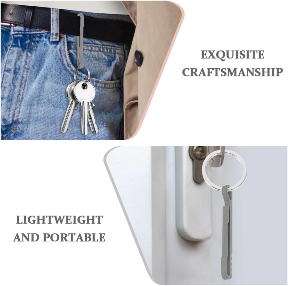 Titanium Alloy Carabiner Keychain Clip for Women Men Silver image 4
