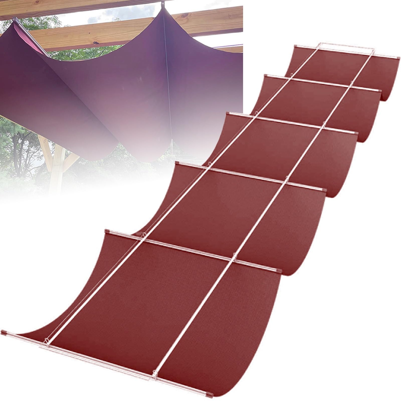 Voile d'ombrage rétractable ondulée et imperméable avec kit de montage