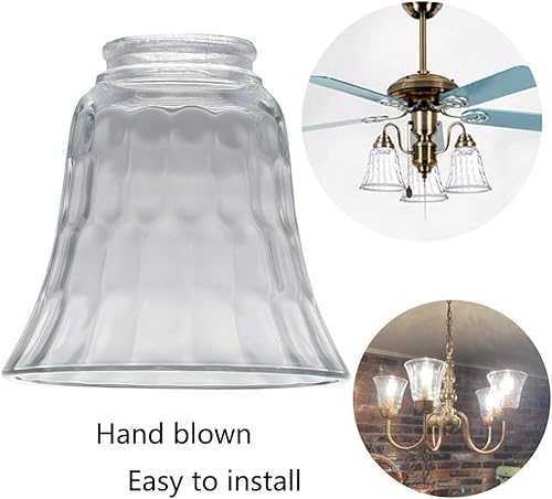 Miniatura 4 de Fundas de luz para ventilador de techo, pantalla de vidrio de campana de estilo martillado transparente, pantalla de vidrio de repuesto de