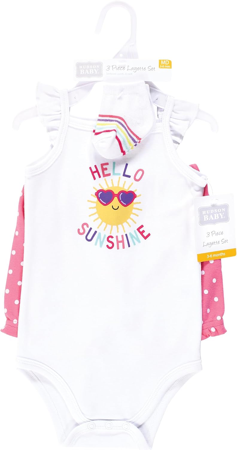 Hudson Baby Unisex Baby Bodysuit, Short and Sock, 3-Piece Set