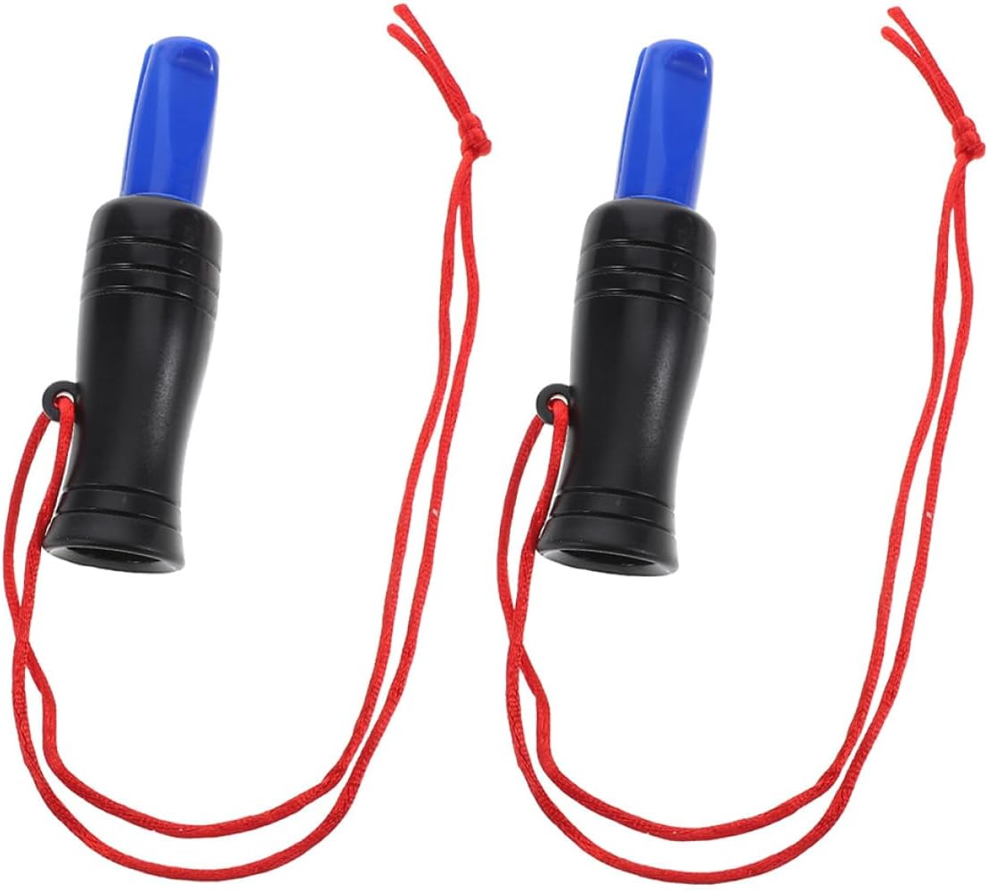 POPETPOP Outdoor Survival Whistle 2pcs Duck Sound Call Whistles Lightweight Plastic Retro Lanyard for Hunting Emergency and Outdoor Play