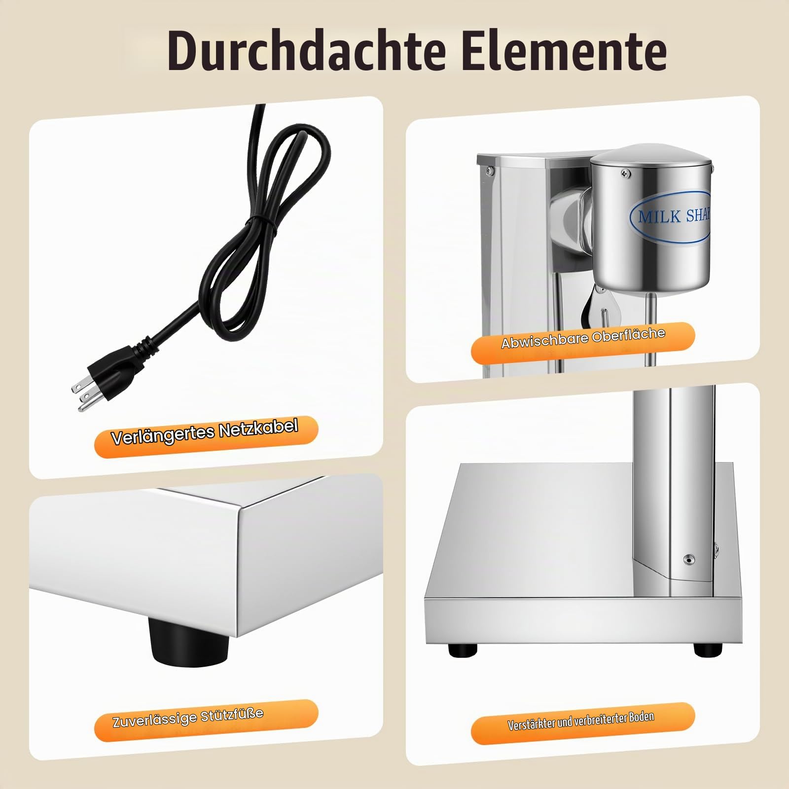 Drink Mixer 650ML Profi Milchshaker Standmixer elektrischer Getränkemixer Mixbecher für Smoothies, Cocktails, Milchshakes u.a. Getränke, Saucen oder Pürree 180W