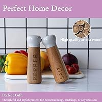 Vista 4 de Tessie & Jessie Juego de molinillo de sal y pimienta de madera, madera de acacia premium, elegante molinillo de sal y pimienta recargable de 8