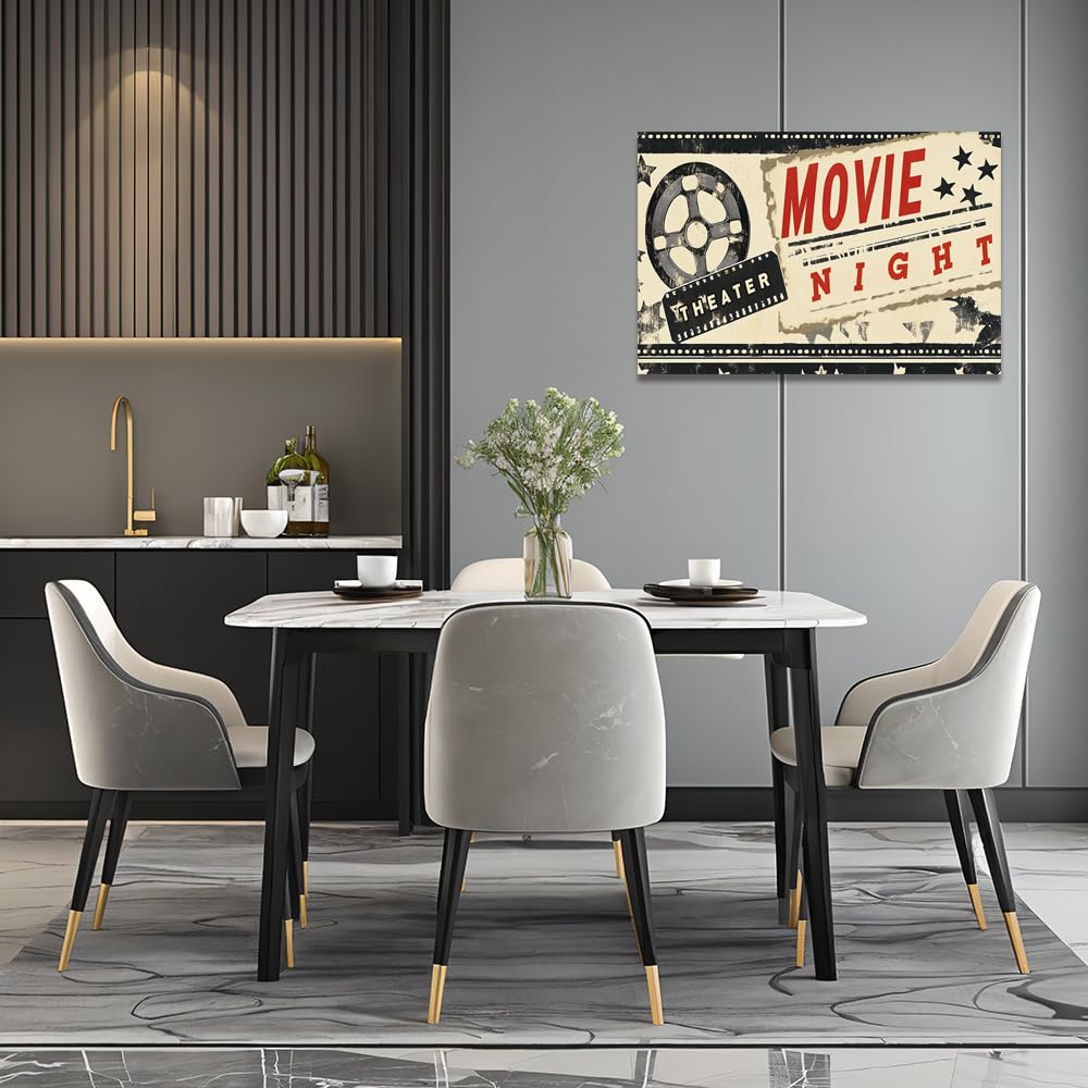 ZQQART Film Leinwandbild Wandbild Filmrollen Gemälde Drucke Filmschild Bild Dekor Kunstwerk Medienraum Heimkino Wand gerahmt(Rot,60x90cm)
