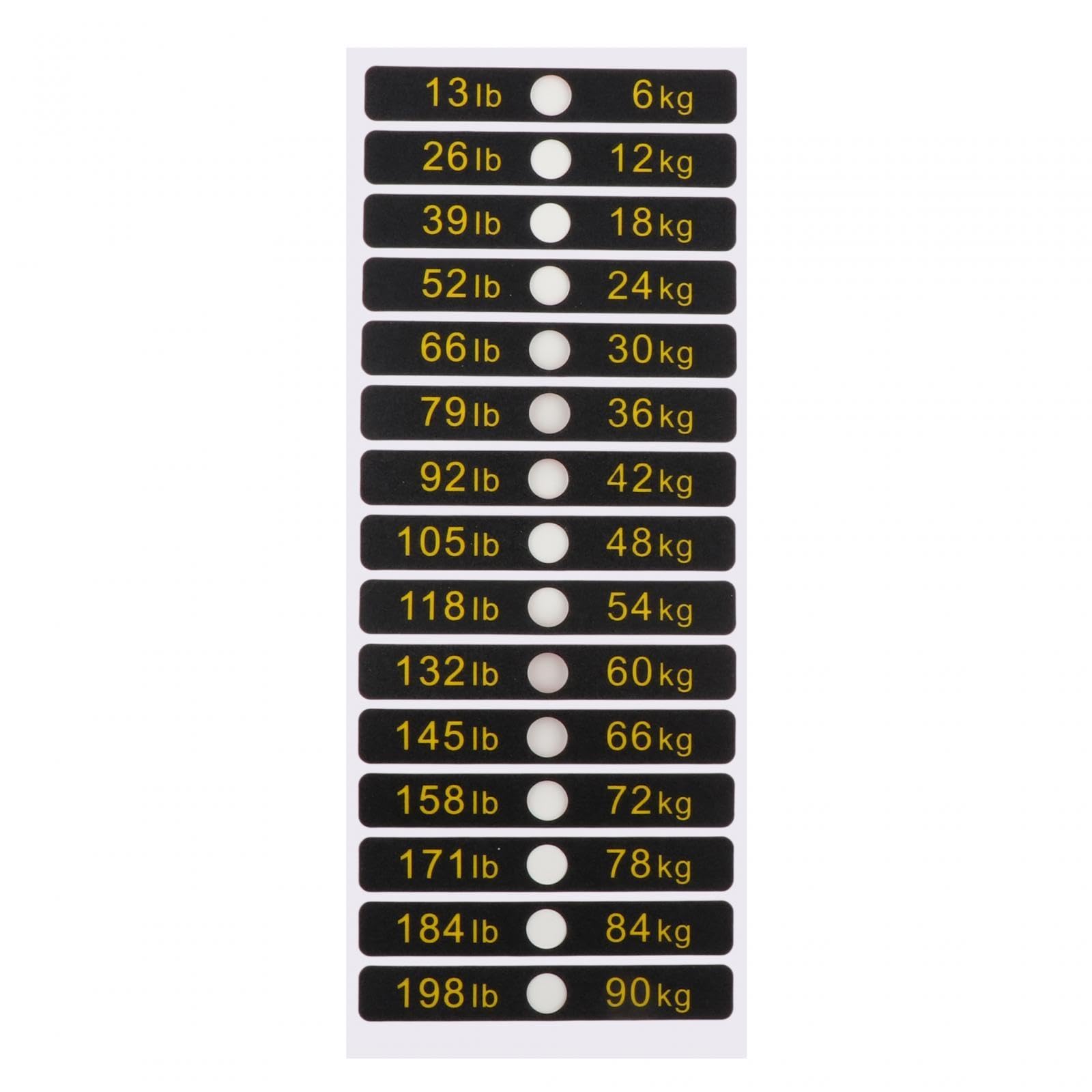 Étiquettes Autocollantes Pour Poids De Gym - Plastique PP, 5 à 120 Kg, Trou 1.2 Cm - Identification Rapide, Résistantes