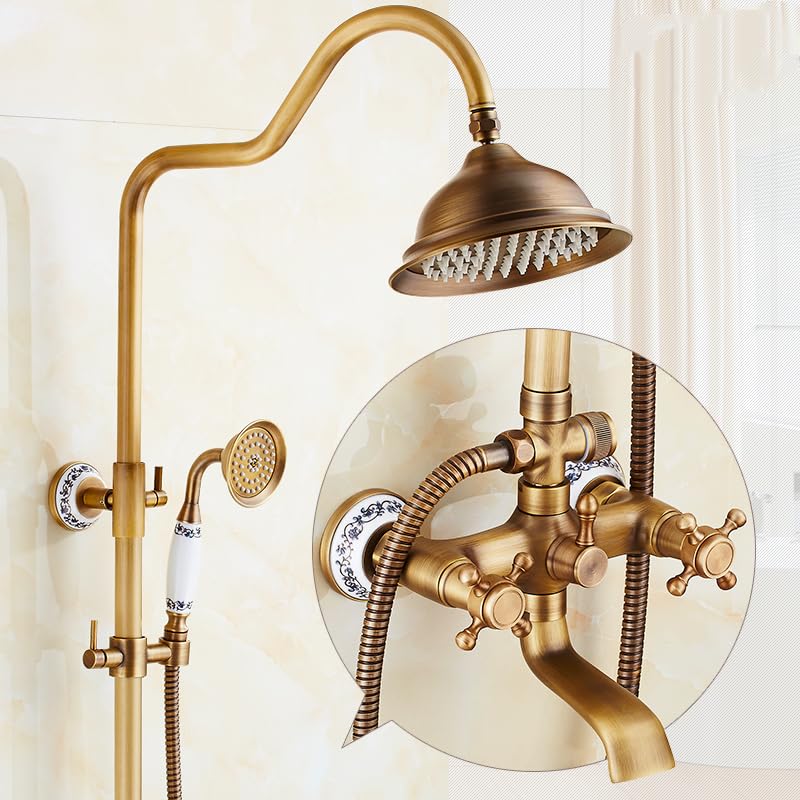 Robinet de douche en laiton antique mural pour une salle de bain de luxe