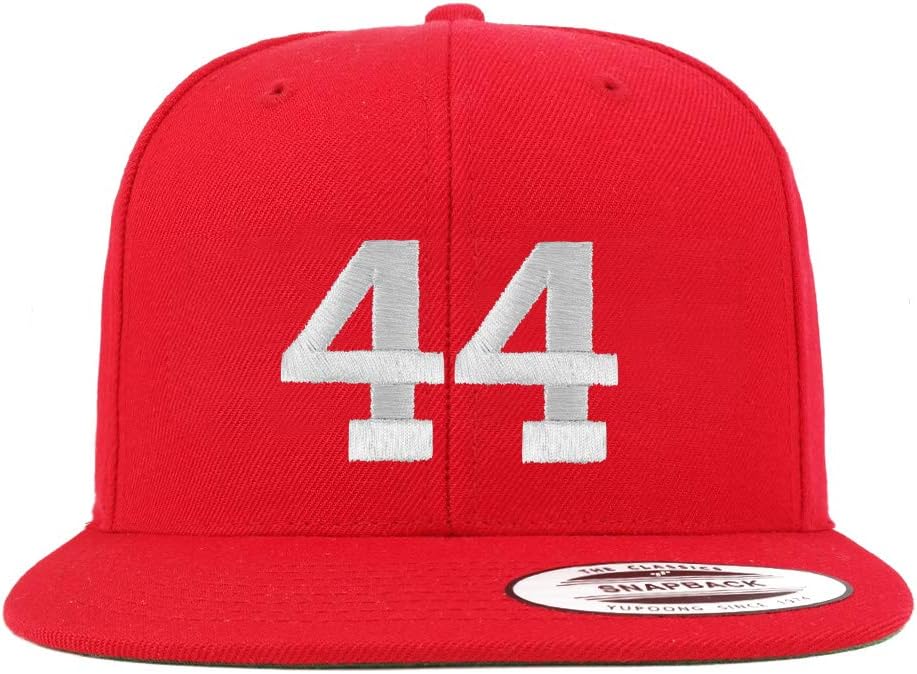 Trendy Apparel Shop Number 44 White Thread Embroidered Flat Bill Snapback Baseball Cap