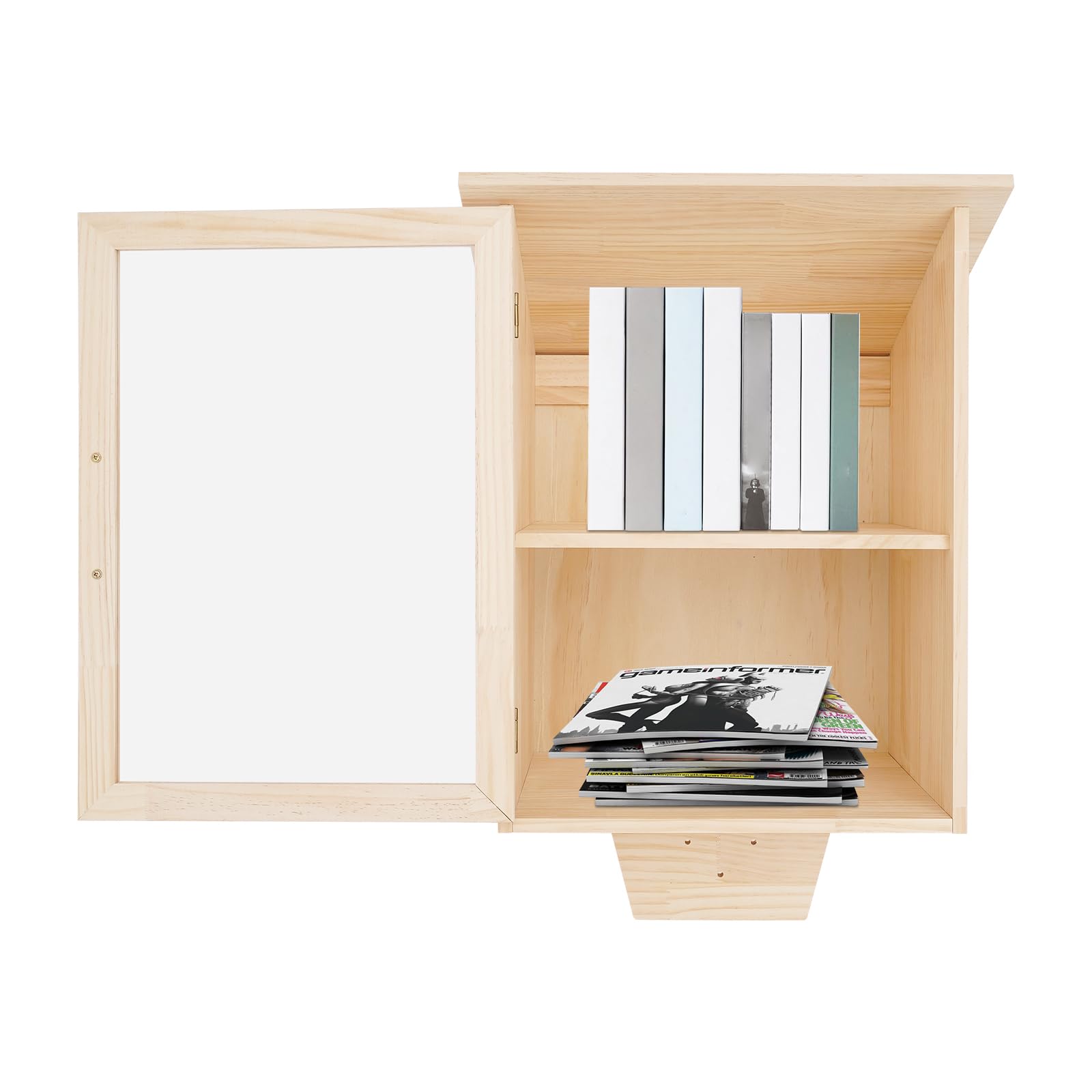 Estantería de madera de 2 niveles para libros al aire libre, armario de almacenamiento, almacenamiento de libros, ventana transparente, para salones, bibliotecas, escuelas y jardines