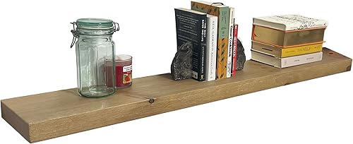 Vista 23 de joelsantiques Estantes flotantes de madera de 60 pulgadas para pared, 60 x 8 x 2 pulgadas, hechos de madera natural, estantes largos de pared
