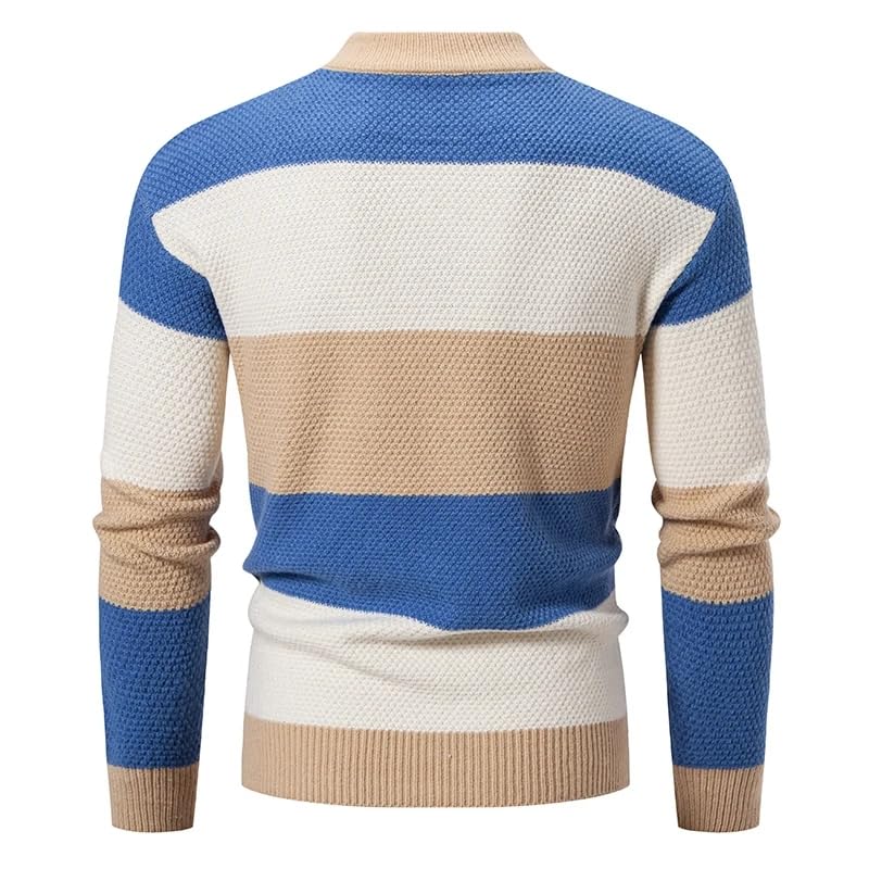 Patchwork Knitted Sweater Men Autumn Winter Long Sleeve Knit Pullovers Mens Casual Sweater3