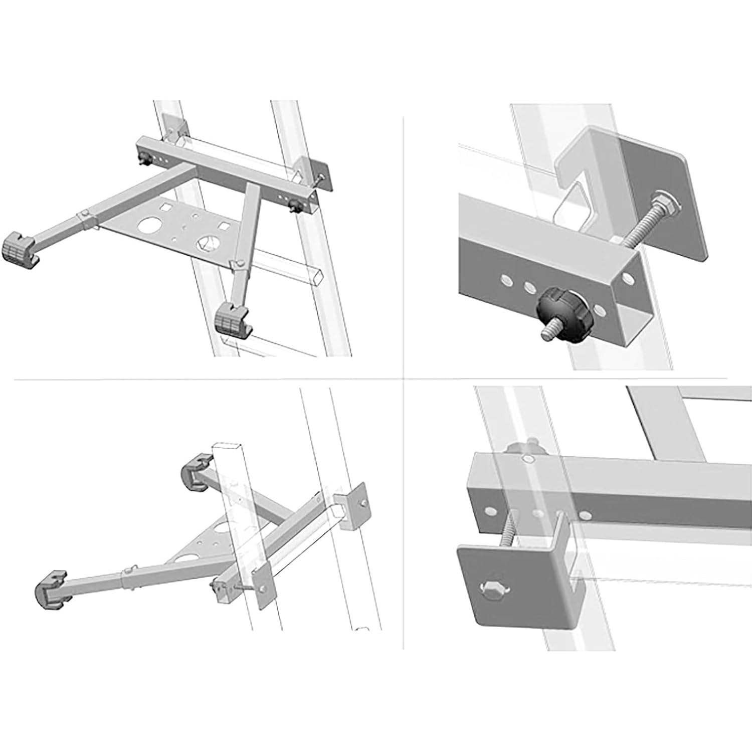 HEYOUTH Distanziatore della scala,Stabilizzatore Di Scala A Forma Di V in Acciaio,Gancio universale per Tetto,Lunghezza Regolabile 22-29.5 ",per scale di estensione,Tetto della scala,Finestra a Parete