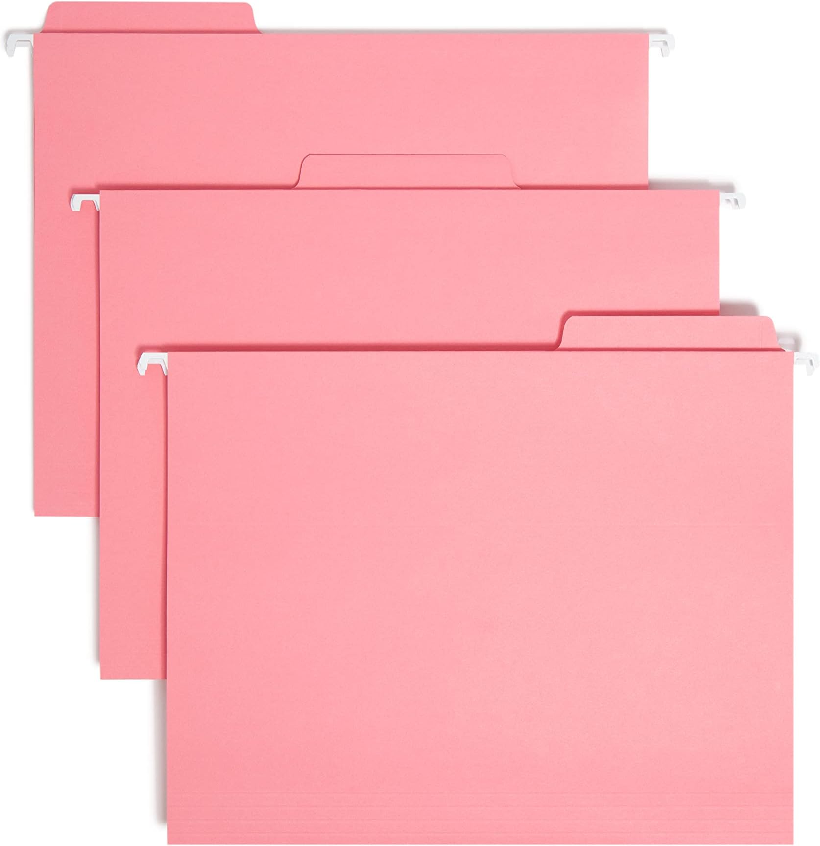 Smead FasTab Hanging File Folder, 1/3-Cut Built-in Tab, Letter Size, Dark Pink, 9 per Pack (64014)