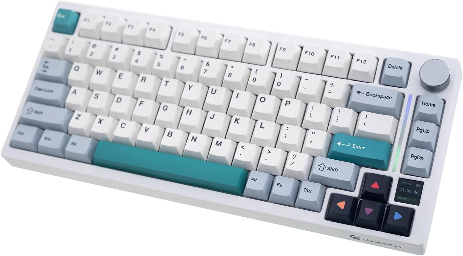 TK75 V2 75% Silent Mechanical Keyboard with TFT Screen, Hot Swap RGB Bluetooth 5.0/2.4GHz Wireless/USB-C Wired PBT Cherry Profile Keycaps Gaming Keyboard (GamaKay Pegasus Switch)