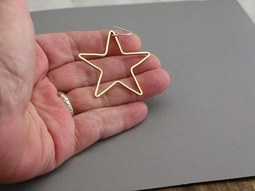 Miniatura 4 de Large star gold brass hoop earrings cowgirl western southwestern dangle earrings for men women