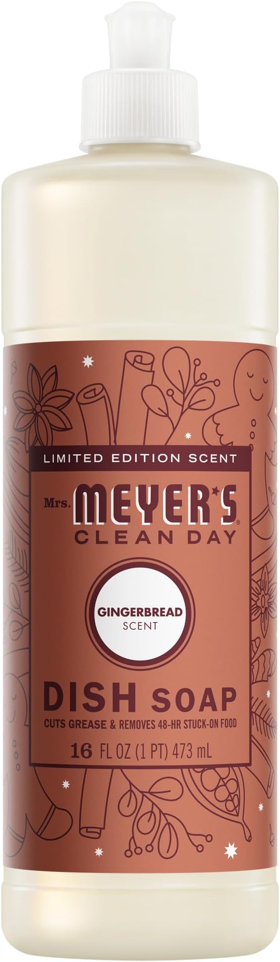 CLEAN DAY Liquid Dish Soap, Limited Edition Gingerbread Scent, 16 Ounce Bottle